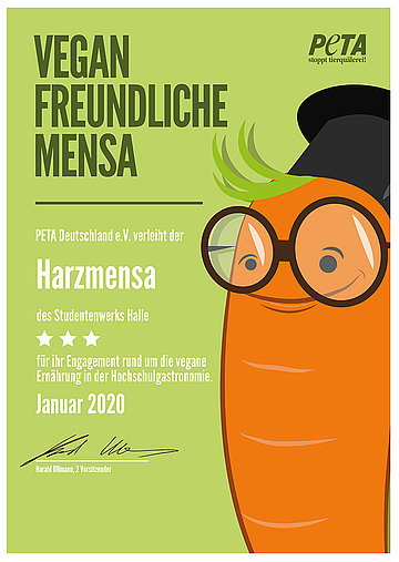 Poster veganfreundliche Harzmensa; Bild: Peta